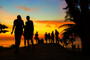 Sunset at the tropical beach