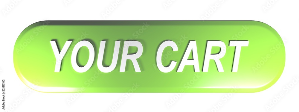 Poster your cart green push button - 3d rendering