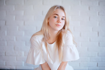 Naklejka premium cute teenage girl / portrait of a fun beautiful girl, youth, teenager girl