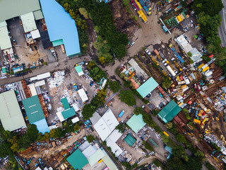 Top view of waste garbage