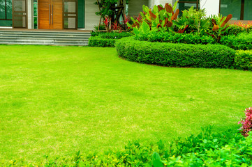 Obraz premium Landscape formal, Front yard is beautifully designed garden.