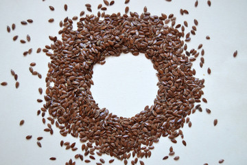 linen seeds on the white background