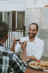 Gay couple having a romantic dinner