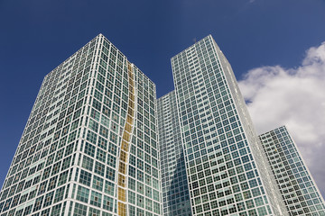 Fototapeta na wymiar Dynamic snapshot images of modern high-rise buildings in downtown Astana, Kazakhstan