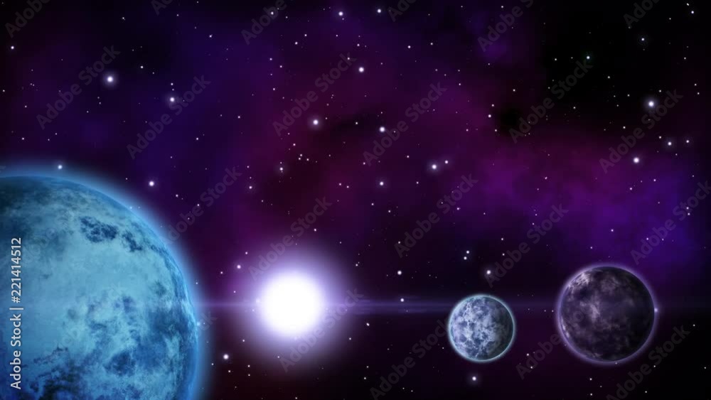 Wall mural parade of planets with empty space for your text. loop.