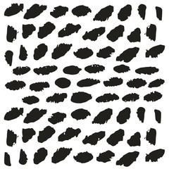 Collection of hand drawn spot and blots. Ink texture. Isolated.