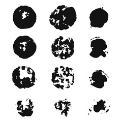 Set of hand drawn ink circles. Vector brush spots.