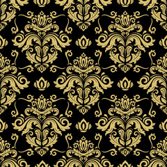 Obraz premium Classic seamless pattern. Traditional orient ornament. Classic vintage black and golden background