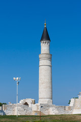 Stone high tower of the mosque.