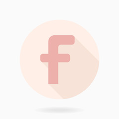 Obraz premium Fine pink letter F in the circle. Flat design and long shadow