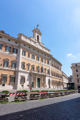 View of the Palazzo Montecitorio on Piazza Montecitorio in Rome, italy