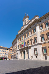 Fototapeta na wymiar view of Palazzo Montecitorio on Piazza Montecitorio in Rome, italy