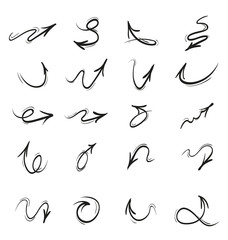 Vector abstract black hand drawn arrows set on white background