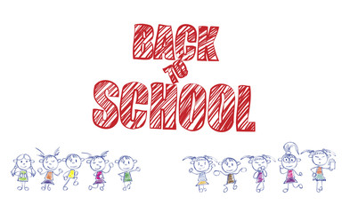 The inscription back to School. School illustration for design with an inscription and funny children