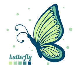 beautiful butterfly sideways. Element for decoration and design.