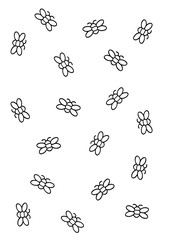 cartoon scene with flying insects like bees on white background - vector coloring page - illustration for children