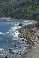 San Juan Gaztelugatxe island view, basque country, historical island with chapel in Northern Spain