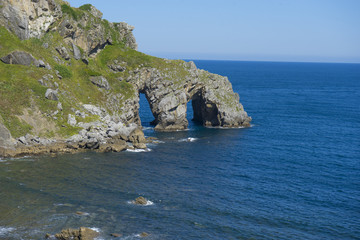 Fototapeta premium San Juan Gaztelugatxe island view, basque country, historical island with chapel in Northern Spain