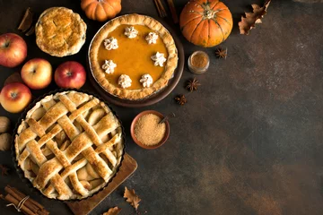 Papier Peint photo Dessert Tartes à la citrouille et aux pommes de Thanksgiving
