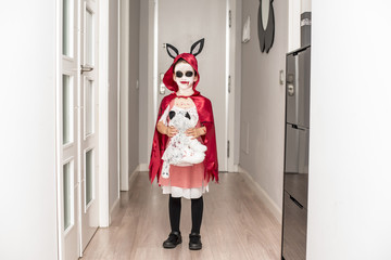 beautiful little girl dressed up for Halloween
