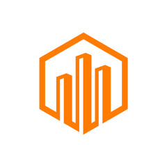 Modern line art City logo template, Simple City logo design vector