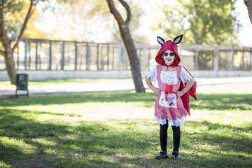 beautiful little girl dressed up for Halloween