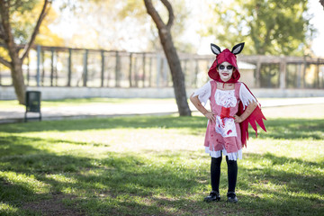 beautiful little girl dressed up for Halloween