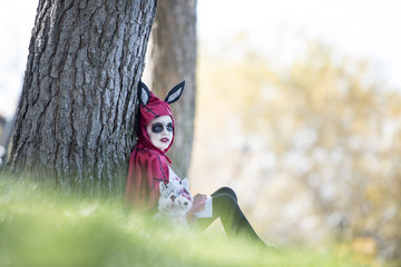 beautiful little girl dressed up for Halloween