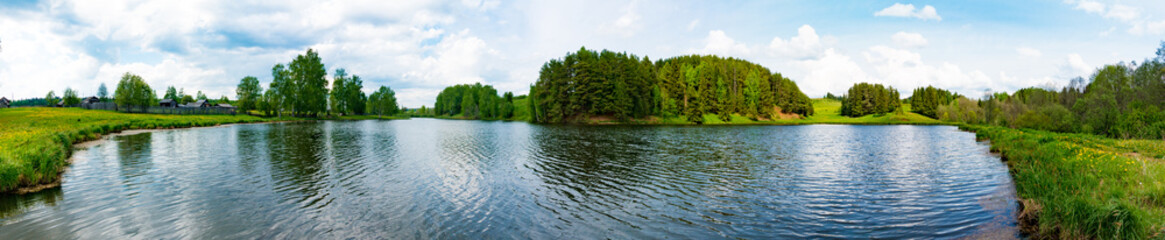 Panorama of village pond