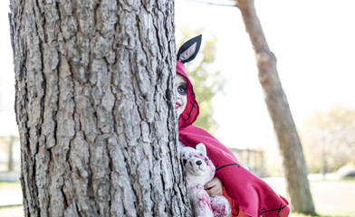 beautiful little girl dressed up for Halloween