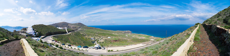 Fototapeta na wymiar Panorama of Santorini island