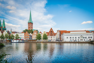 Trave River in Luebeck, Germany.