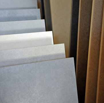 Exhibitor of porcelain stoneware for pavements, store of construction materials