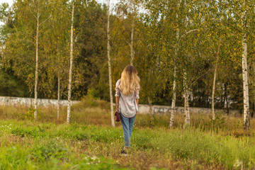 Women in the autumn forest