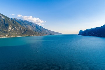 Aerial drone view on Lake Garda in Italy