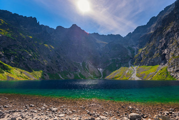 pure picturesque lake of Cherny Staw in high Tatras, Poland
