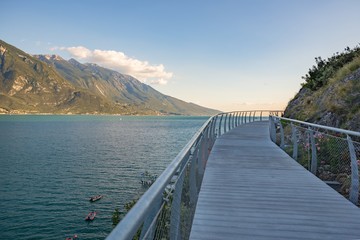 Bicycle road and footpath over Garda Lake