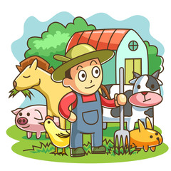 Farmer breeding animals