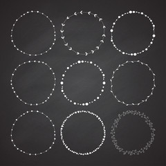 Set of 9 circle cute hand drawn frames