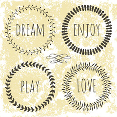 Collection of floral frames. Cute hand drawn floral circle frames