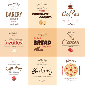 Set of 9 bakery labels