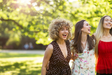Fototapeta premium Group Of Three Female Friends Having Fun Together 
