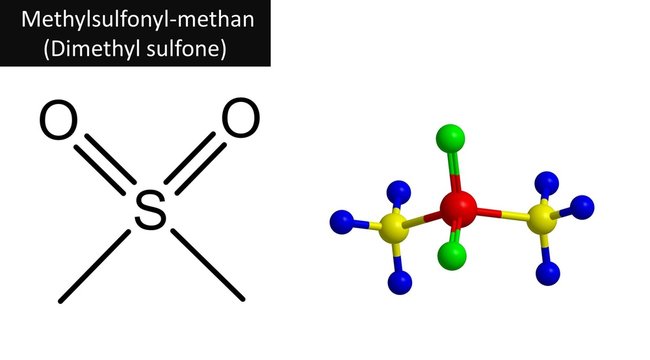 Molecular structure of Methylsulfonylmethane, 3D