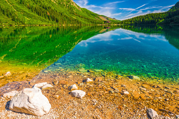 stones on the bottom of the lake, clear water, clear lake Morskie Oko in the Tatras © kosmos111