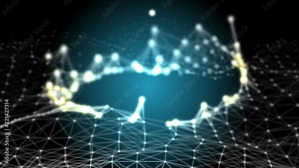 Poster blue plexus fantasy abstract technology and engineering motion background creating a defocused evolv