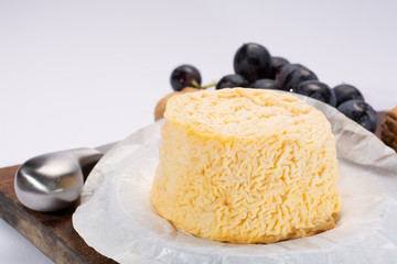 French Langres soft cows crumbly cheese with washed rind structure made in Champagne - Ardenne region