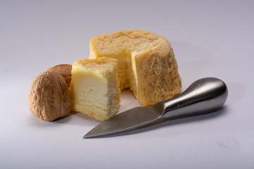 French AOC Langres soft cow crumbly cheese with washed rind structure made in Champagne-Ardenne region