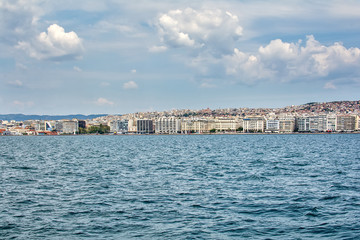 Thessaloniki, Greece - August 16, 2018: View of Thessaloniki from the sea