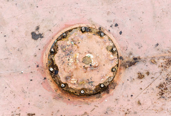 Old rusty cover on the ship