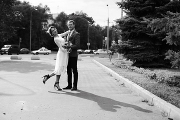 Young lovers, couple groom and bride happiness